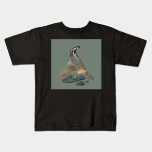 Quail on the Rocks Kids T-Shirt